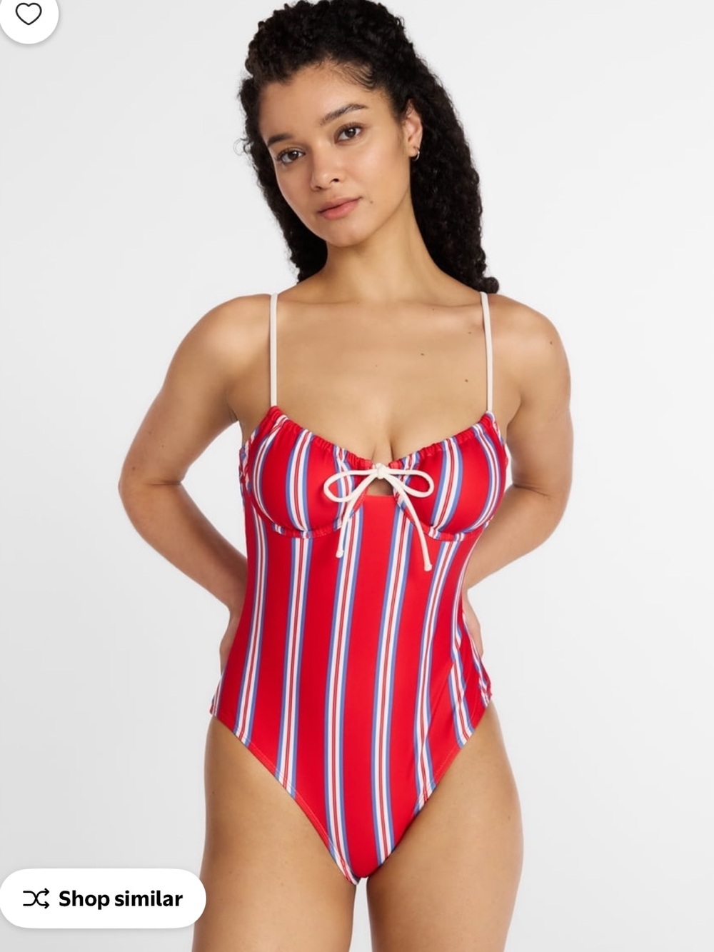 NWT No Boundaries Red Blue Stripe Bow Underwire One Piece Swimsuit S 4-6 Viral